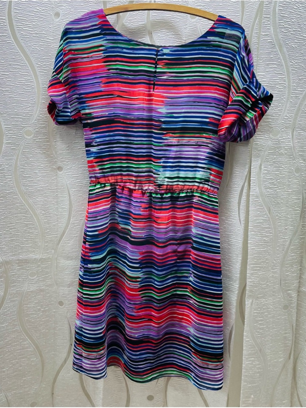 Mexx Metropolitan Mini‎ Dress Womens 8 Multi Color Striped Elastic Waist